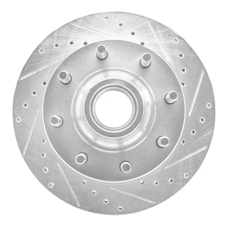 R1 80-85 Ford E-350 Econoline Club Wagon Front Right Drilled & Slotted Silver Brake Rotor 1