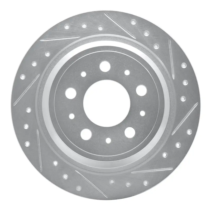 R1 98-00 Volvo V70 Rear Right Drilled & Slotted Silver Brake Rotor 1