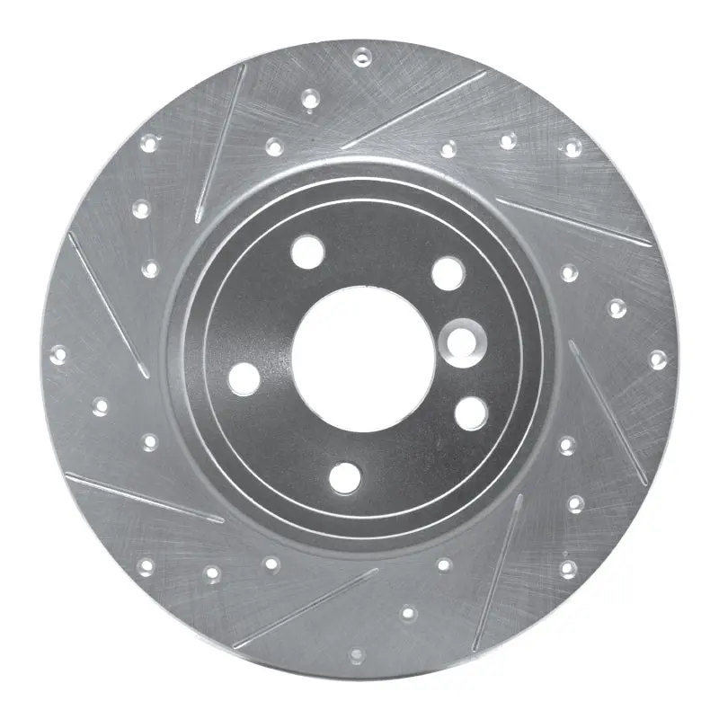 R1 17-19 Jaguar Xe Rear Left Drilled & Slotted Silver Brake Rotor 1