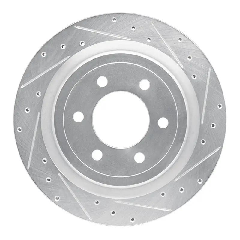 R1 21-25 Ford F-150 Lightning Rear Right Drilled & Slotted Silver Brake Rotor 1