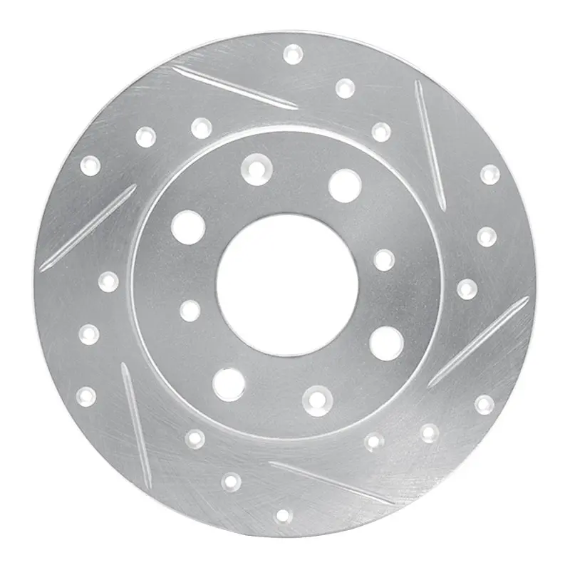 R1 79-83 Honda Civic Sedan Front Right Drilled & Slotted Silver Brake Rotor 1