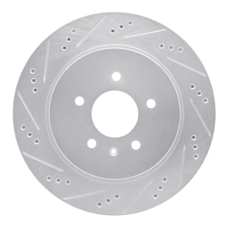 R1 05-11 Cadillac Cts Rear Left Drilled & Slotted Silver Brake Rotor 1