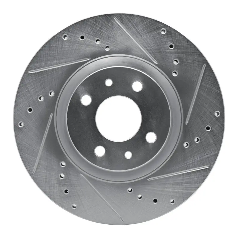 R1 2012-2019 Fiat 500 (Usa/Canada) Front Right Drilled & Slotted Silver Brake Rotor 1
