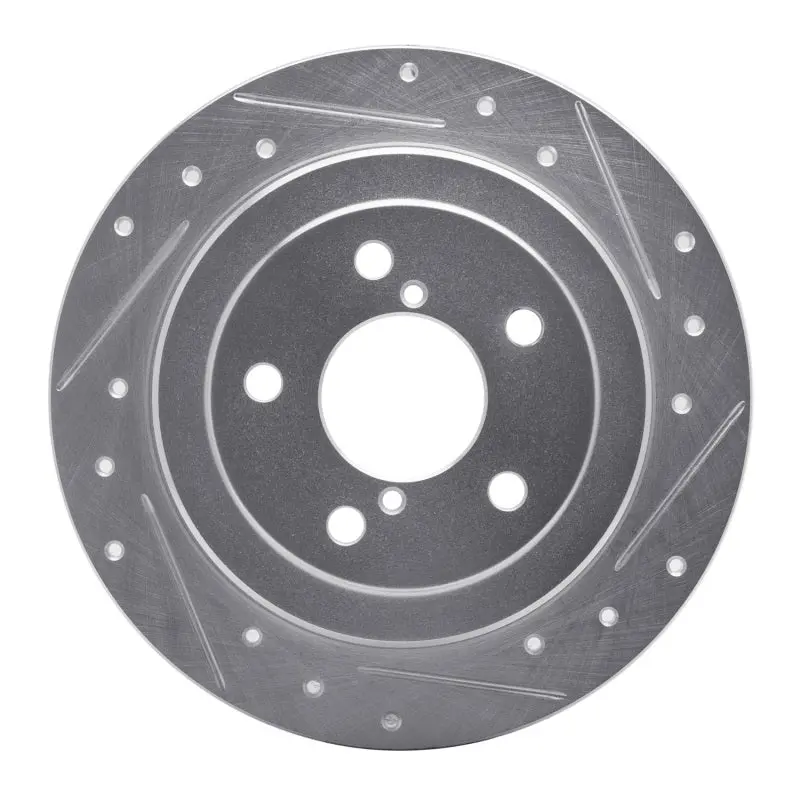 R1 90-08 Saab 9-2X Rear Right Drilled & Slotted Silver Brake Rotor 1