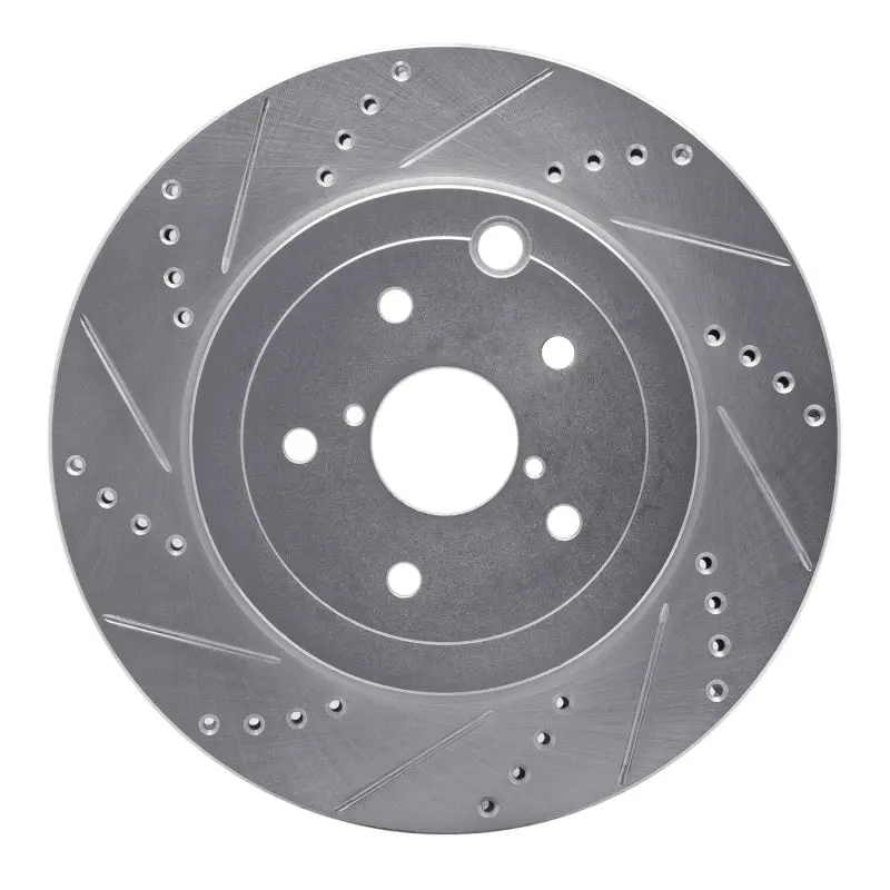 R1 18-25 Subaru Wrx Sti Rear Left Drilled & Slotted Silver Brake Rotor 1