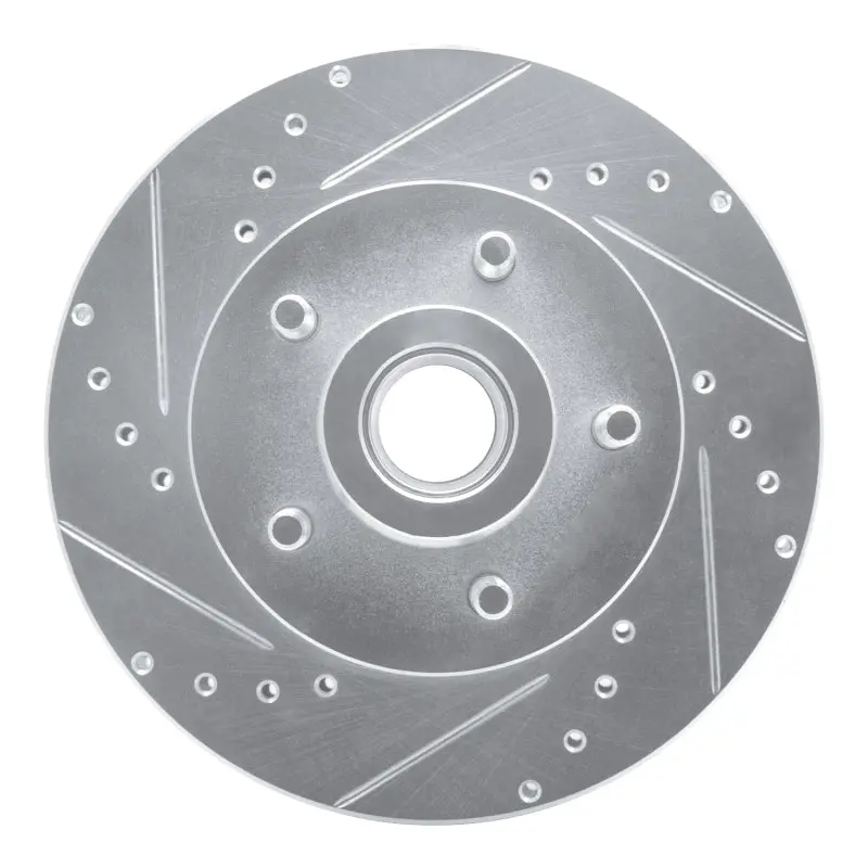 R1 87-90 Dodge Dakota Rwd Front Left Drilled & Slotted Silver Brake Rotor 1