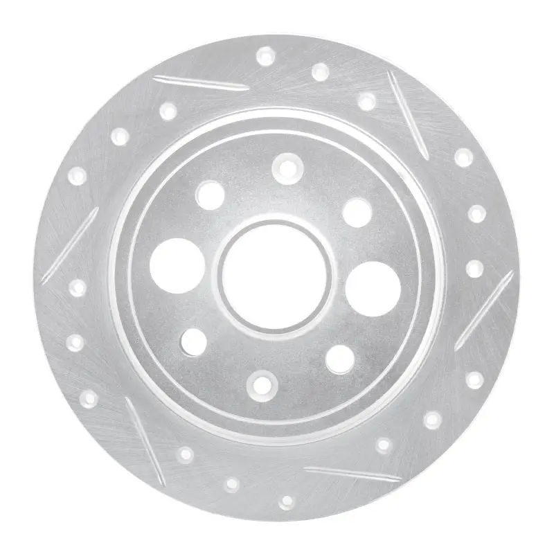 R1 86-89 Acura Integra Rear Right Drilled & Slotted Silver Brake Rotor 1