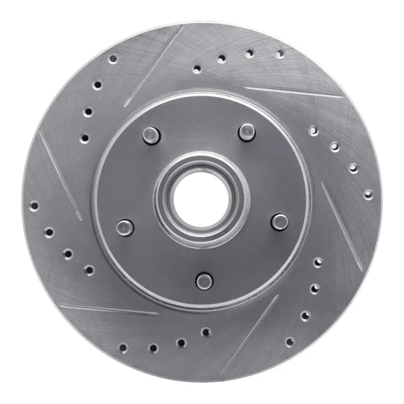 R1 1978-1990 Buick Skylark Front Left Drilled & Slotted Silver Brake Rotor 1