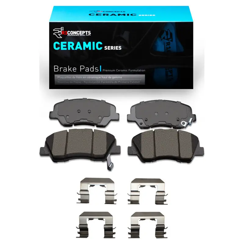 R1 12-17 Dodge Attitude (Mexico) Front Ceramic Brake Pads & Hardware Kit 1