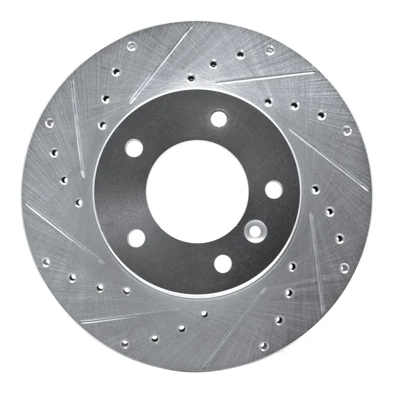 R1 86-89 Jaguar Xj12 Front Left Drilled & Slotted Silver Brake Rotor 1