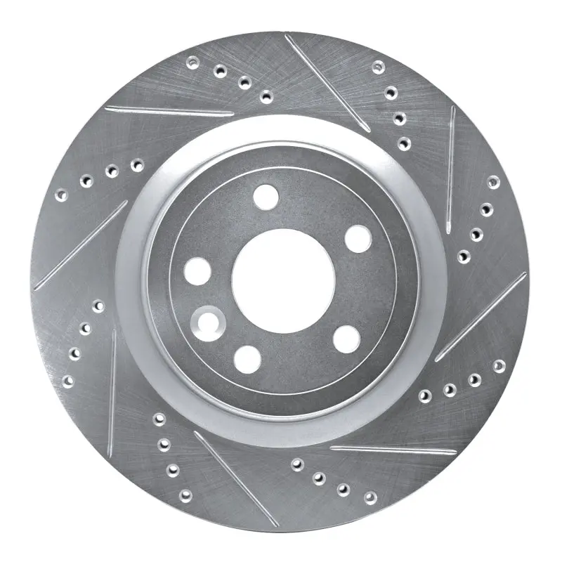 R1 17-20 Jaguar Xe Rear Right Drilled & Slotted Silver Brake Rotor 1