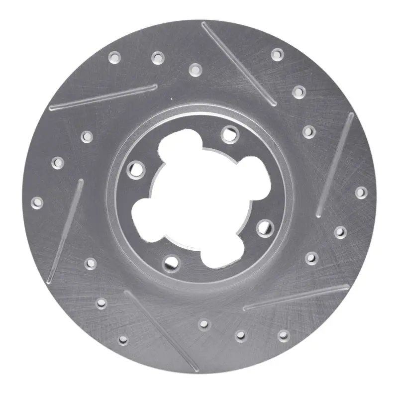 R1 89-94 Subaru Justy Front Right Drilled & Slotted Silver Brake Rotor 1