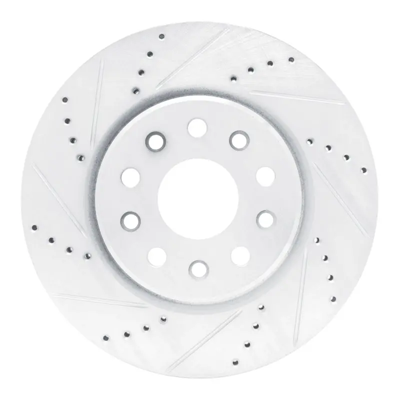 R1 22-25 Jeep Grand Cherokee Front Left Drilled & Slotted Silver Brake Rotor 1