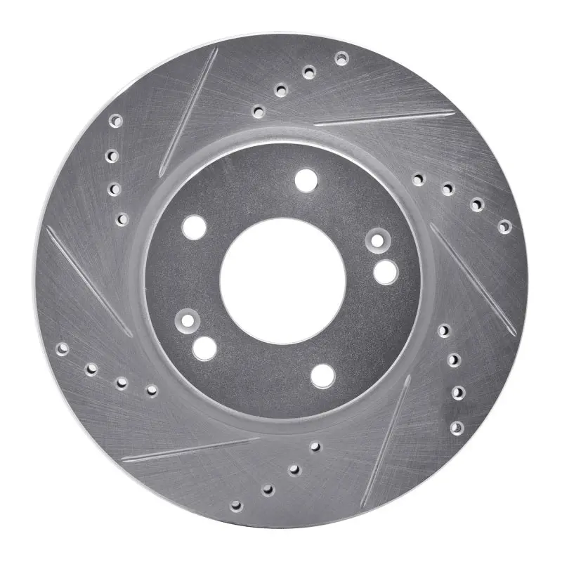 R1 17-22 Hyundai Ioniq Front Left Drilled & Slotted Silver Brake Rotor 1