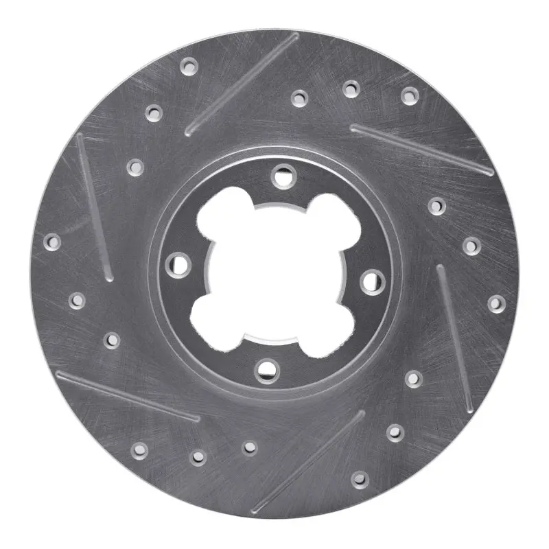 R1 89-94 Subaru Justy Front Left Drilled & Slotted Silver Brake Rotor 1