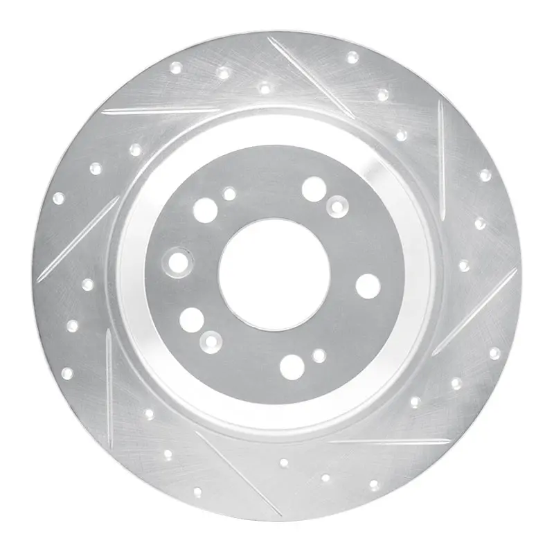 R1 09-14 Acura Tl Rear Right Drilled & Slotted Silver Brake Rotor 1