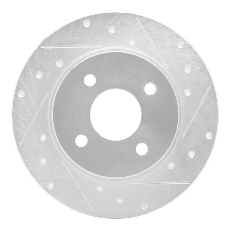 R1 18-22 Ford Ecosport Rear Right Drilled & Slotted Silver Brake Rotor 1