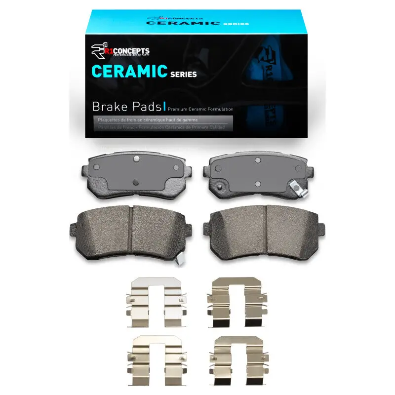 R1 06-19 Dodge Attitude (Mexico) Rear Ceramic Brake Pads & Hardware Kit 1