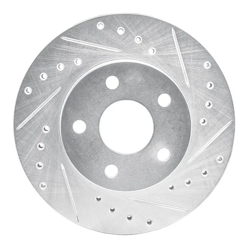 R1 80-89 Buick Skylark Front Right Drilled & Slotted Silver Brake Rotor 1