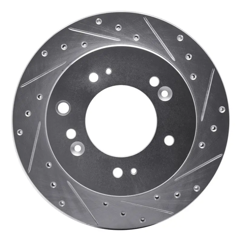 R1 07-09 Kia Sorento Rear Right Drilled & Slotted Silver Brake Rotor 1