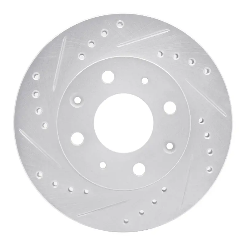 R1 82-83 Honda Accord Sedan Front Left Drilled & Slotted Silver Brake Rotor 1