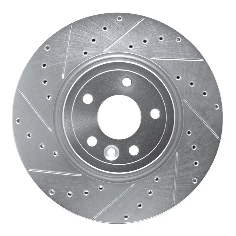 R1 17-20 Jaguar Xf Front Left Drilled & Slotted Silver Brake Rotor 1
