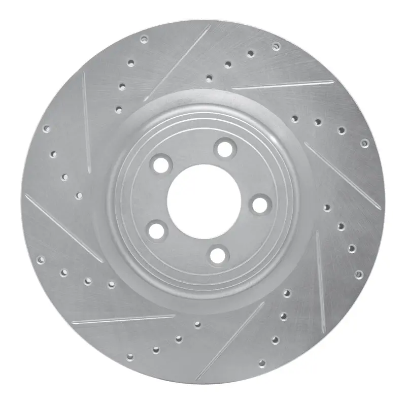 R1 06-21 Jaguar Xkr Front Left Drilled & Slotted Silver Brake Rotor 1