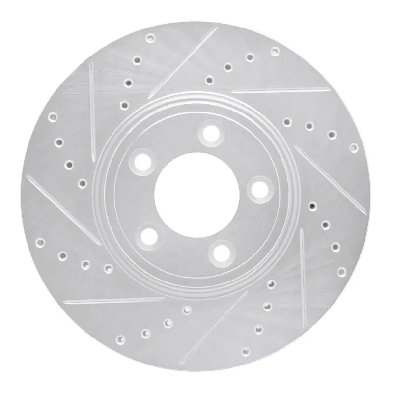 R1 06-08 Jaguar S-Type Front Left Drilled & Slotted Silver Brake Rotor 1