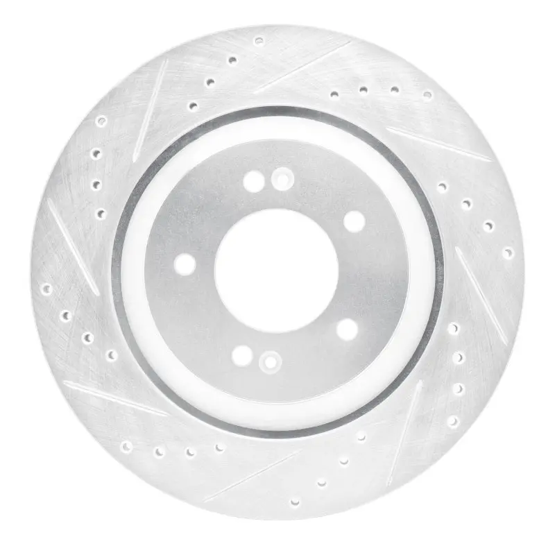R1 2019-2025 Hyundai Elantra N Rear Left Drilled & Slotted Silver Brake Rotor 1