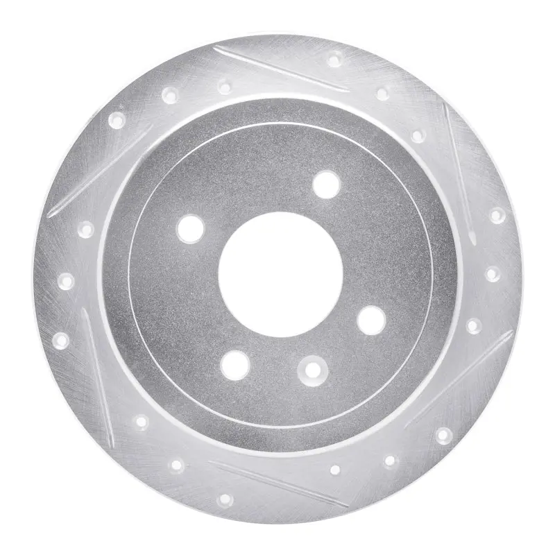 R1 14-16 Chevrolet Spark Ev Rear Right Drilled & Slotted Silver Brake Rotor 1