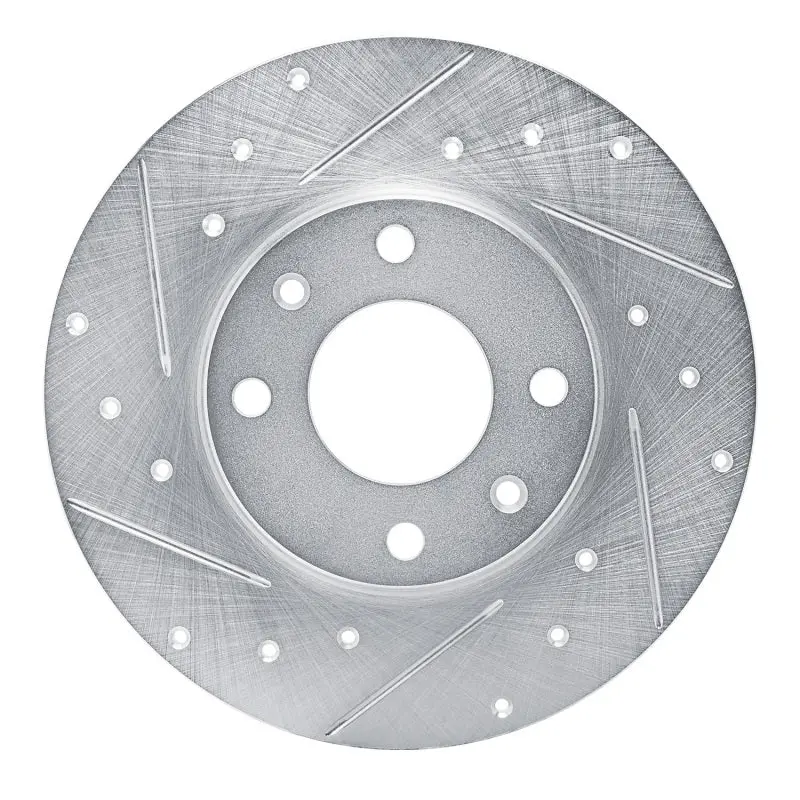 R1 89-91 Peugeot 405 Front Left Drilled & Slotted Silver Brake Rotor 1