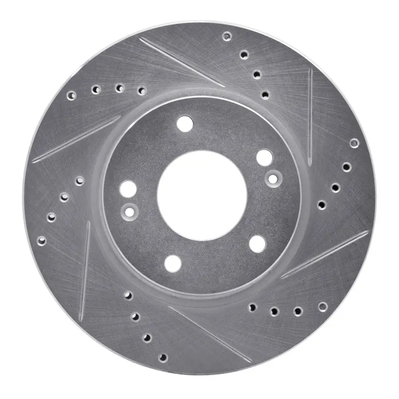 R1 17-22 Hyundai Ioniq Front Right Drilled & Slotted Silver Brake Rotor 1