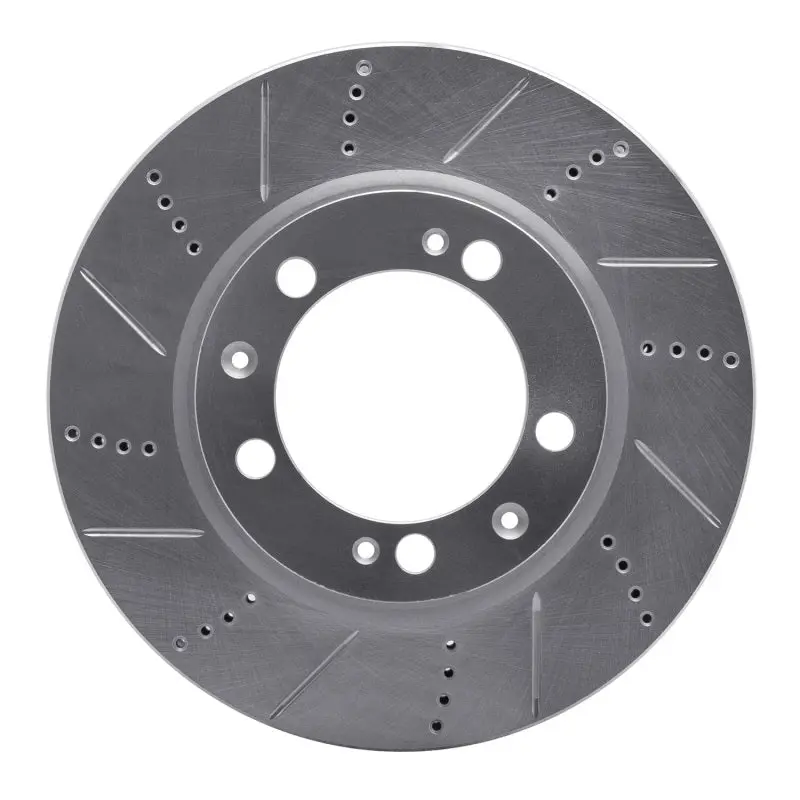 R1 86-91 Porsche 944 Except Turbo Right Front Drilled & Slotted Silver Brake Rotor 1