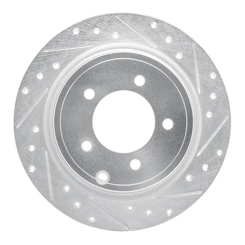 R1 07-17 Chrysler Sebring Rear Right Drilled & Slotted Silver Brake Rotor 1