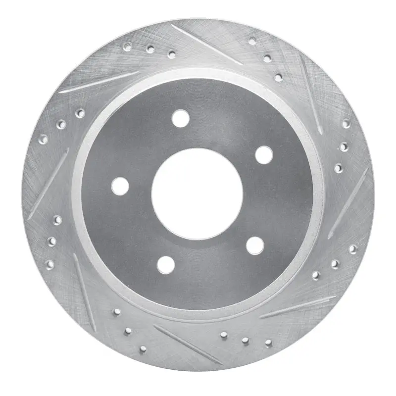 R1 1998-2005 Chevrolet Blazer Rear Right Drilled & Slotted Silver Brake Rotor 1