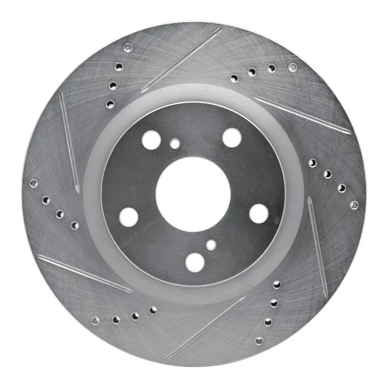R1 22-25 Kia Carnival Front Left Drilled & Slotted Silver Brake Rotor 1