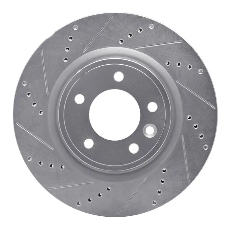 R1 18-20 Land Rover Discovery Rear Left Drilled & Slotted Silver Brake Rotor 1