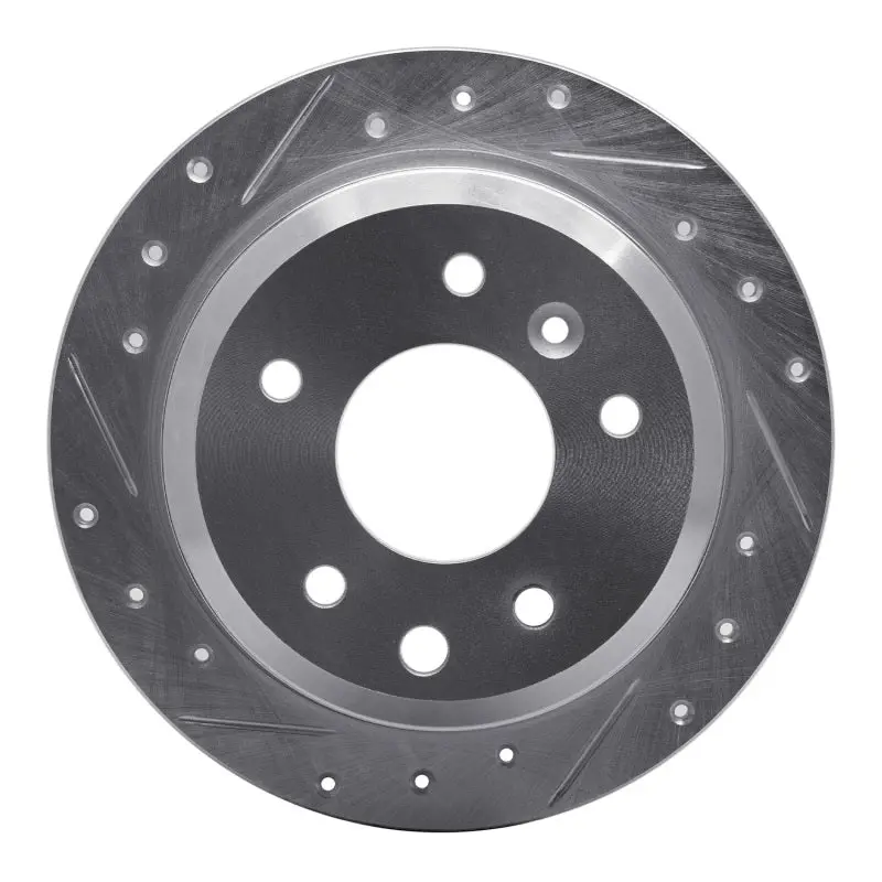 R1 86-89 Jaguar Xj6 Rear Left Drilled & Slotted Silver Brake Rotor 1