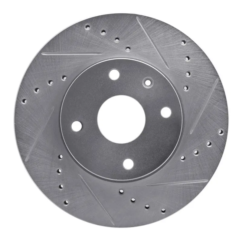 R1 04-10 Chevrolet Epica (Mexico) Front Right Drilled & Slotted Silver Brake Rotor 1