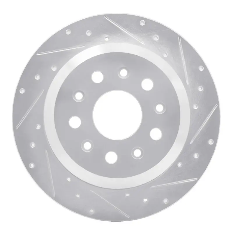 R1 18-25 Jeep Wrangler Rear Right Drilled & Slotted Silver Brake Rotor 1