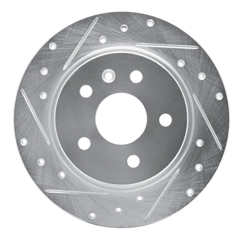 R1 11-22 Buick Encore Rear Left Drilled & Slotted Silver Brake Rotor 1
