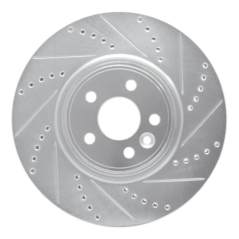 R1 07-16 Volvo S60 Front Right Drilled & Slotted Silver Brake Rotor 1