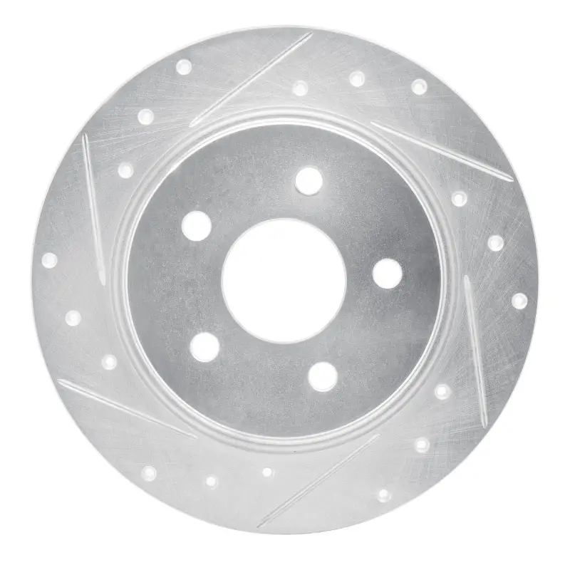 R1 13-18 Ford Transit Connect Rear Right Drilled & Slotted Silver Brake Rotor 1