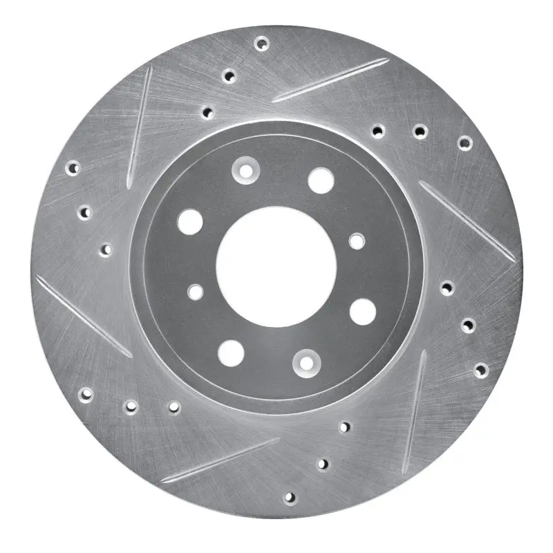 R1 15-20 Honda Fit (Mexico) Front Left Drilled & Slotted Silver Brake Rotor 1
