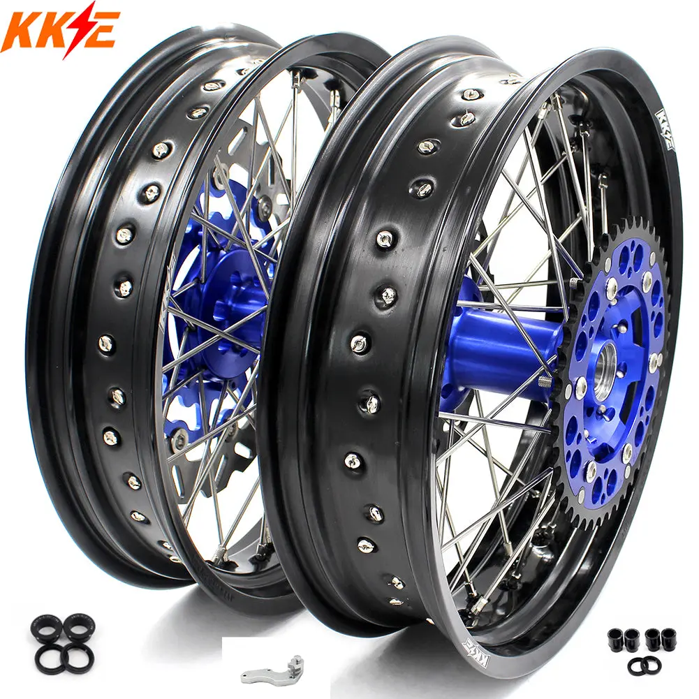 Kke 3.5/4.25*17Inch For Kawasaki Kx250f Kx450f 2006-2018 Supermoto Rims With Disc&Sprocket Blue 1
