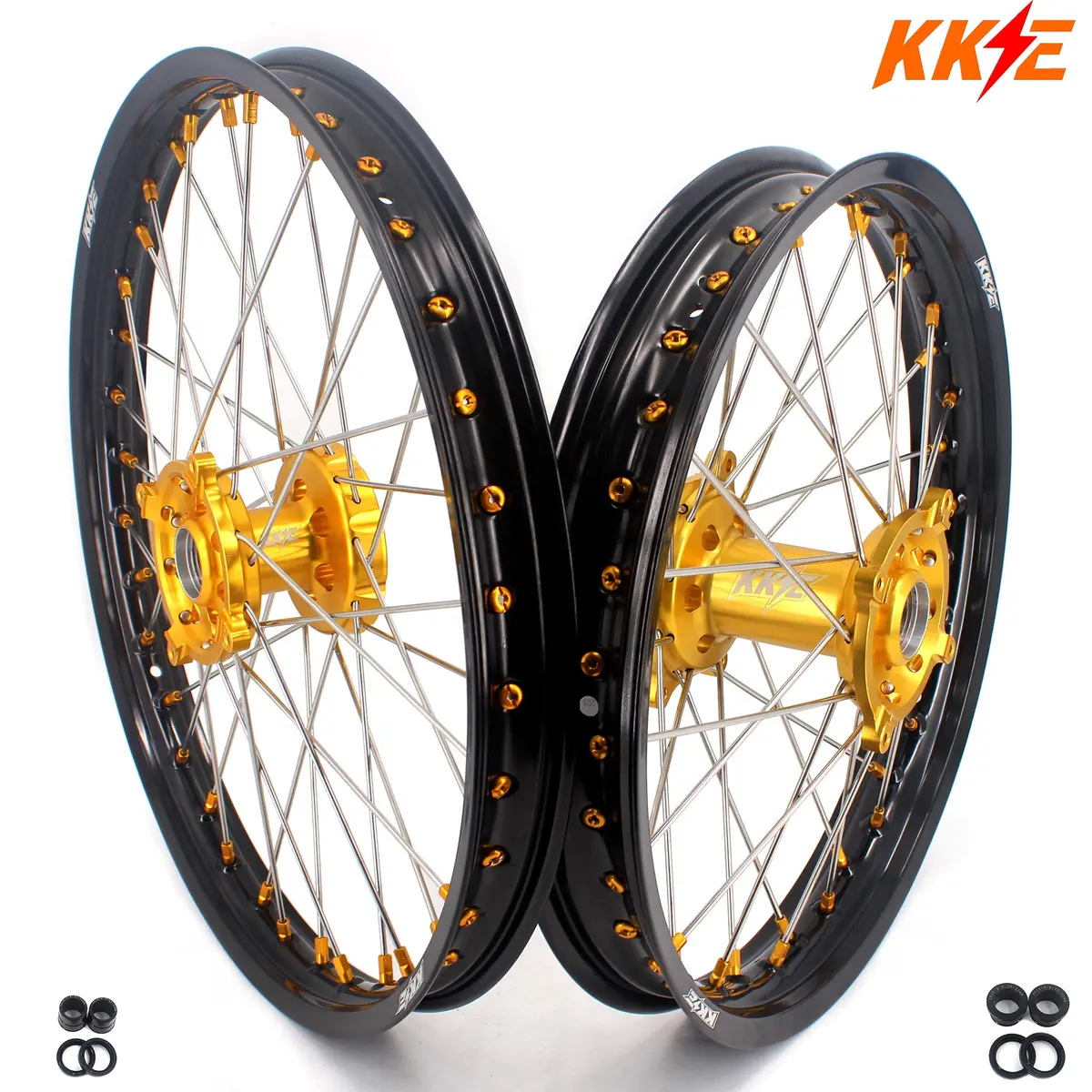 Kke 21 & 19 Mx Rims For Suzuki Rmz250 2007-2025 Rmz450 2005-2025 Gold Nipple 1