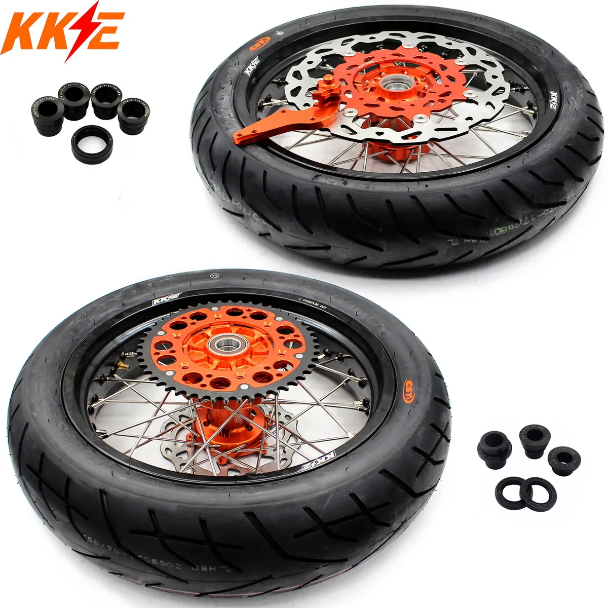 Kke 3.5*17Inch & 4.25*17Inch Cush Drive Supermoto Rims Tires For Ktm Sx Sx-F Xc Xc-F Exc Exc-F Xcw 2003-2024 1