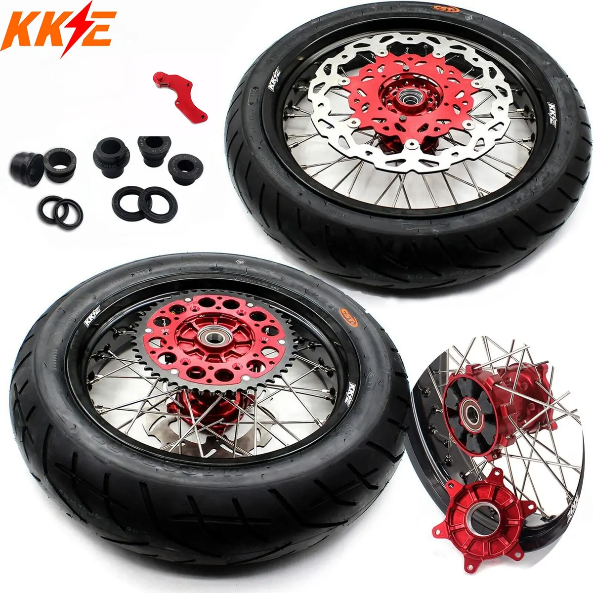 Kke Cush Drive 17 Inch Supermoto Tires Rims Fit Honda Crf250x Crf450x 2005-2018 1
