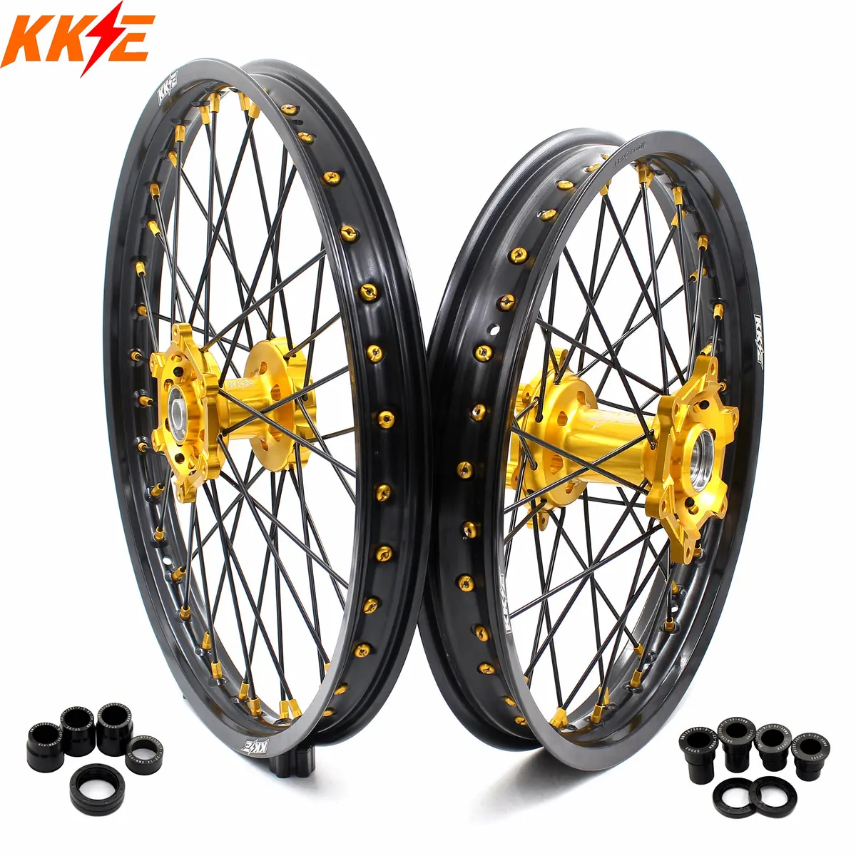 Pre-Order Kke 21 & 18 Enduro Wheels For Suzuki Rm125 Rm250 1996-2000 Gold Black 1