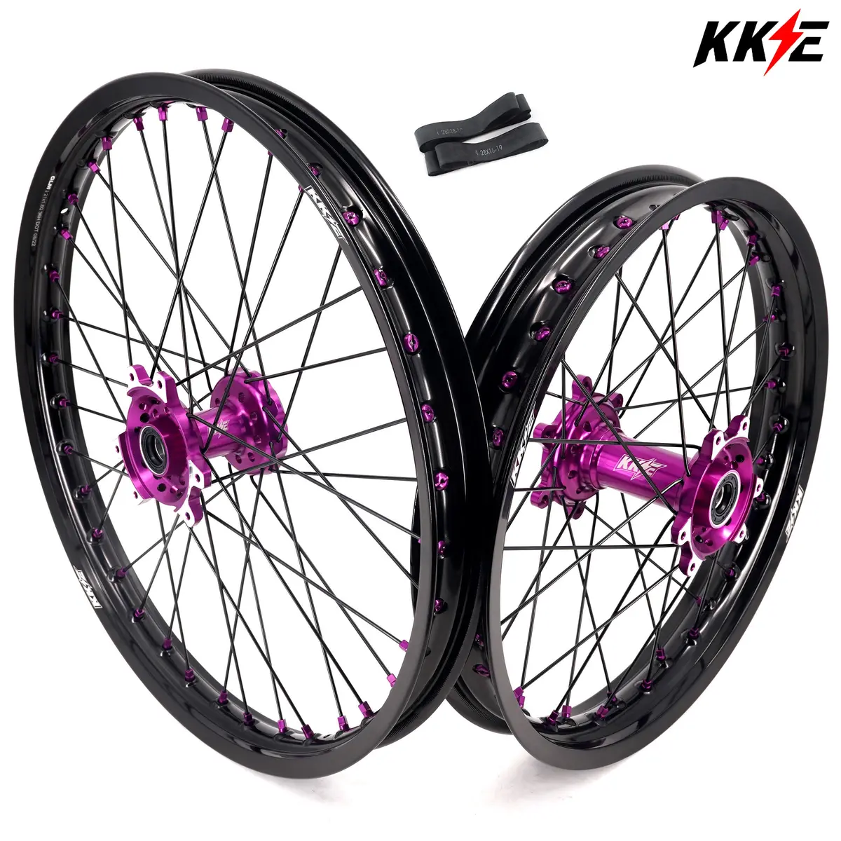 Kke Factory Stock Kke 21" & 18" E-Bike Spoke Wheels Rims Fit Surron Ultra Bee 2023-2025 Purple Hub & Black Rim 1